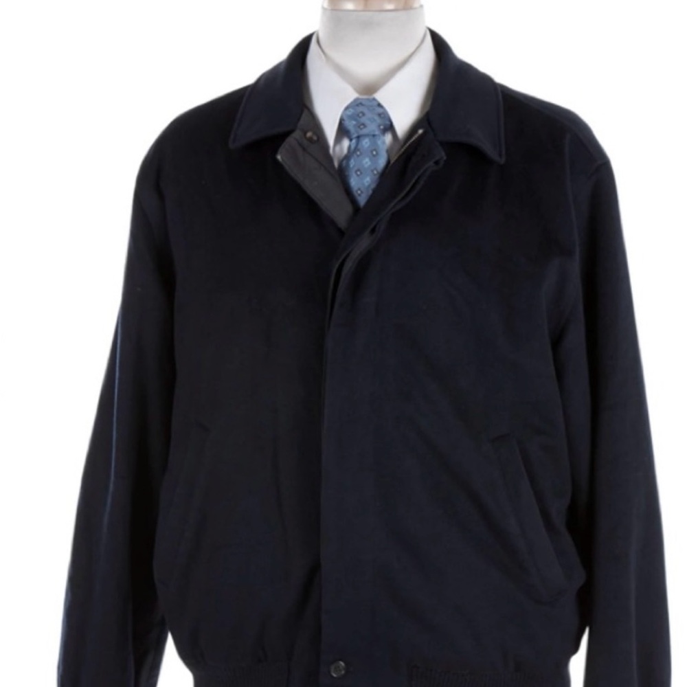 Brooks Brothers Storm System Wool Navy Bomber Coat Jacket XL Blue Zip